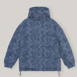 NWOT Ahluwalia x Ganni - Printed Laser Denim Puffer Printed Laser
